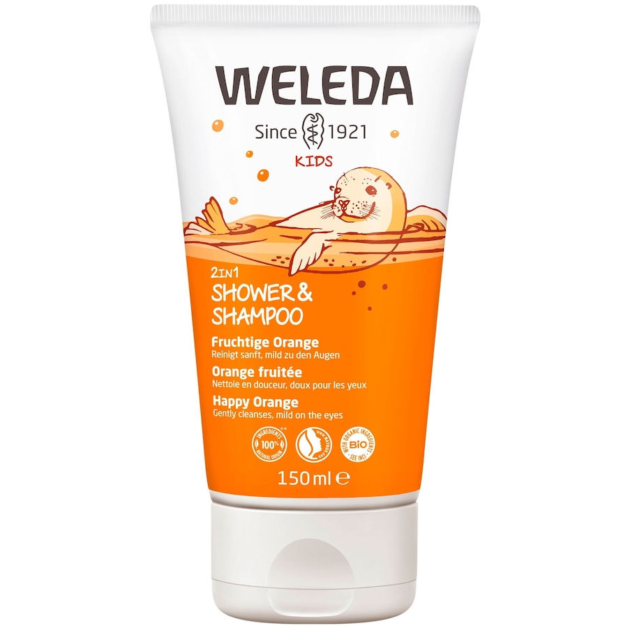 Weleda Kids 2in1 Shower & Shampoo All-in-One Pflege Fruchtige Orange 150 ml